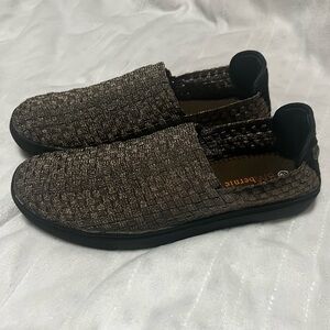bernie mev. Metallic Brown Woven Slip-On Loafers